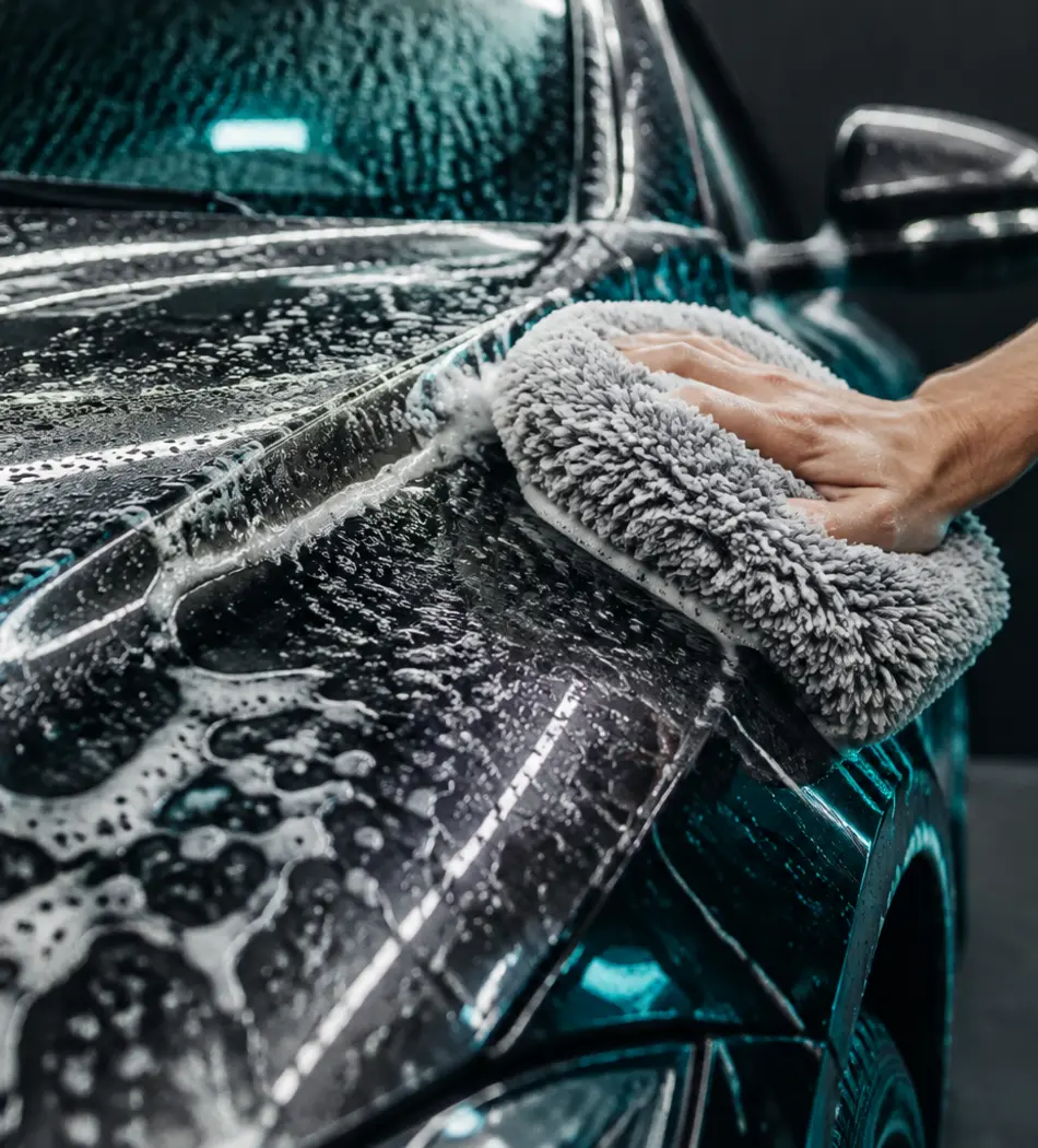 Car being professionally detailed